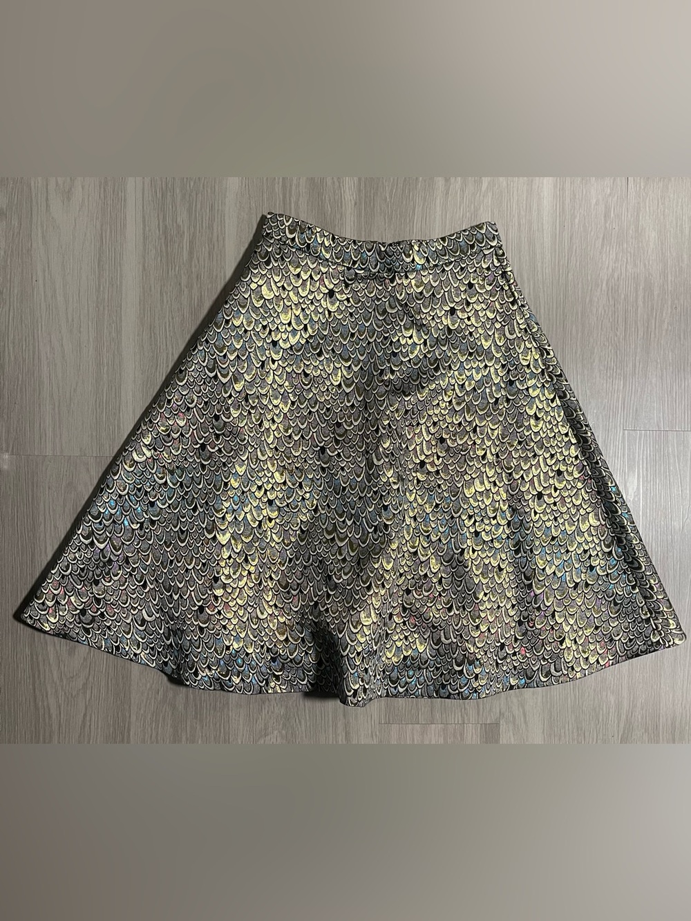 Iridescent Scale-Pattern A-Line Skirt
